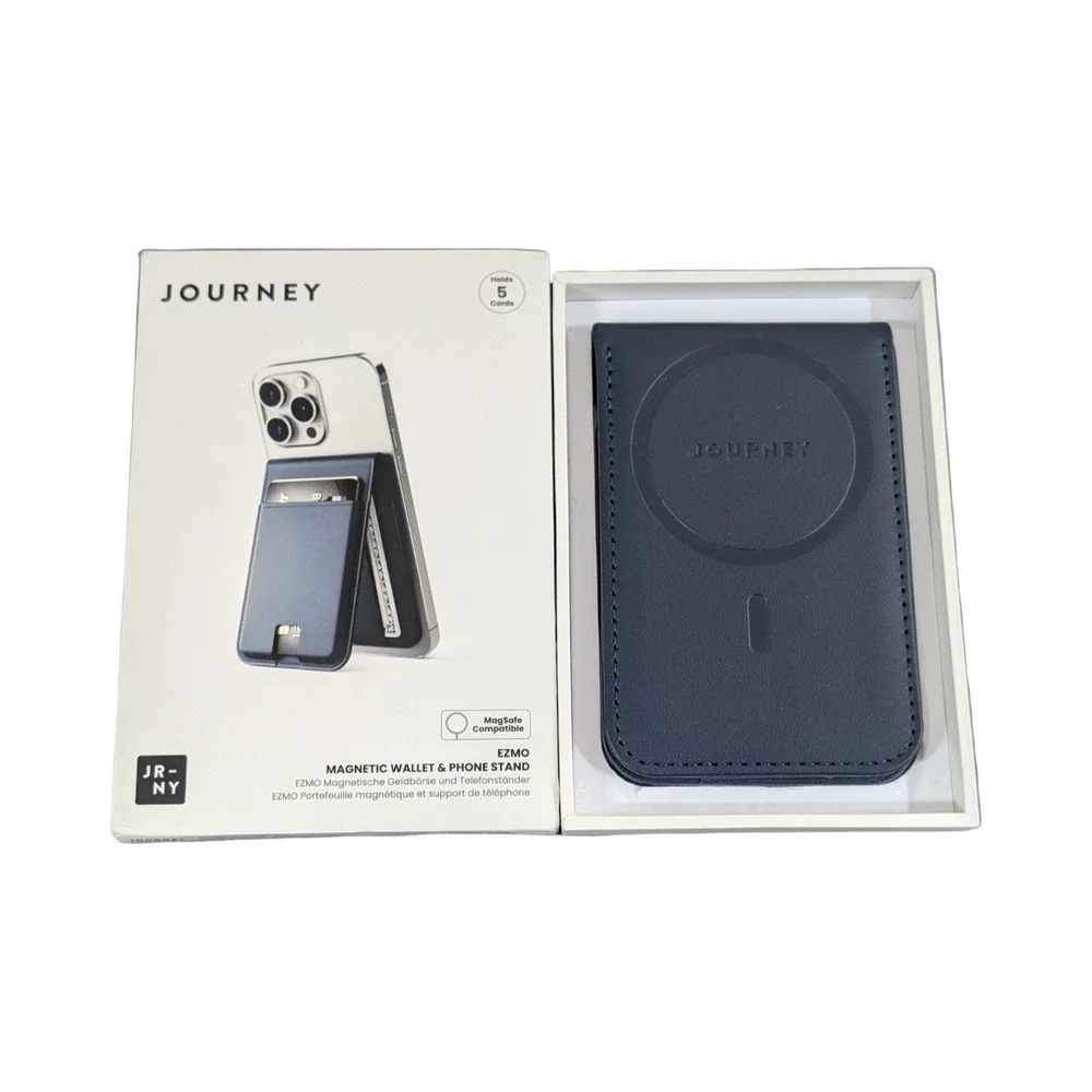 G8O GENUINE‎ JOURNEY EZMO MagSafe Wallet & Phone Stand Navy Blue OPEN BOX NEW!